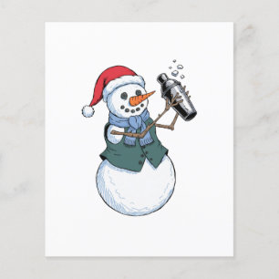 Snowman Bartender Christmas 2026 Holiday Cocktail Flyer