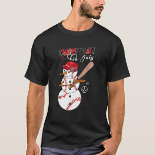 Snowman Baseball Christmas In July For Baseball Fa T-Shirt