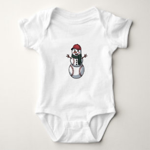 Snowman Baseball Christmas Santa Baseball Sport Baby Bodysuit
