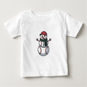 Snowman Baseball Christmas Santa Baseball Sport Baby T-Shirt