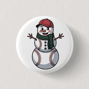 Snowman Baseball Christmas Santa Baseball Sport Button