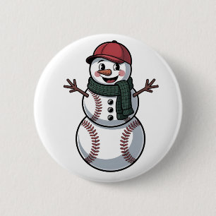 Snowman Baseball Christmas Santa Baseball Sport Button