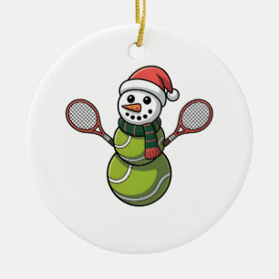 Snowman Baseball Christmas Santa Baseball Sport Ceramic Ornament
