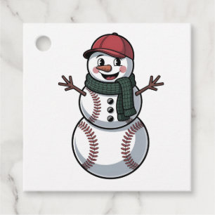 Snowman Baseball Christmas Santa Baseball Sport Favor Tags