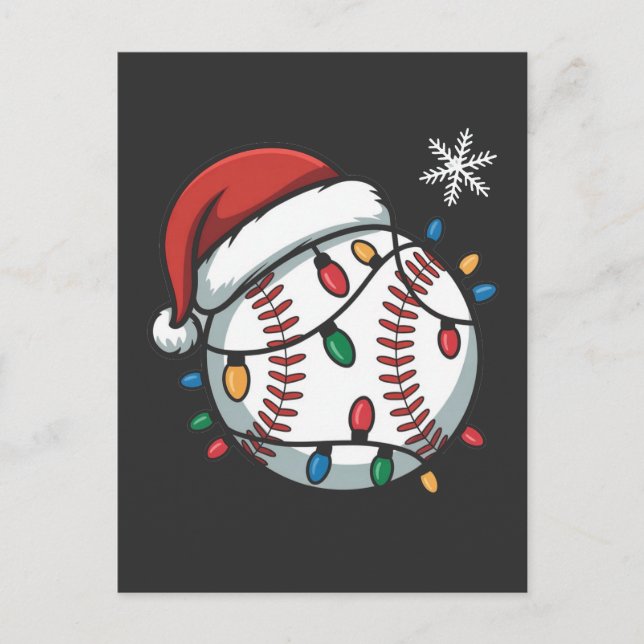 Snowman Baseball Christmas Santa Baseball Sport Holiday Postcard (Front)