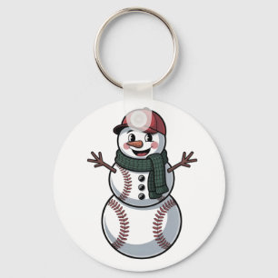 Snowman Baseball Christmas Santa Baseball Sport Keychain