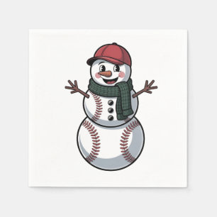Snowman Baseball Christmas Santa Baseball Sport Napkins