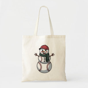Snowman Baseball Christmas Santa Baseball Sport Tote Bag