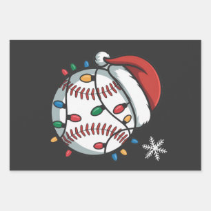 Snowman Baseball Christmas Santa Baseball Sport Wrapping Paper Sheets