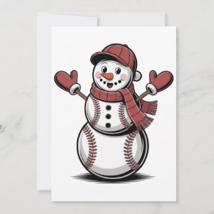 Snowman Baseball Christmas Sport Lovers Invitation