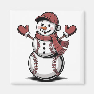 Snowman Baseball Christmas Sport Lovers  Magnet