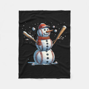 Snowman Baseball Christmas Winter  Fleece Blanket