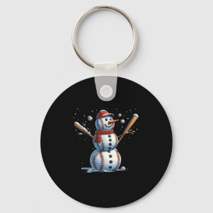 Snowman Baseball Christmas Winter Keychain