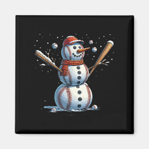 Snowman Baseball Christmas Winter  Magnet