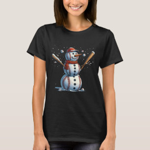 Snowman Baseball Christmas Winter T-Shirt