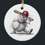 Snowman Baseball Player Funny Kids Men Boys Teens  Ceramic Ornament<br><div class="desc">Snowman Baseball Player Funny Kids Men Boys Teens Winter</div>
