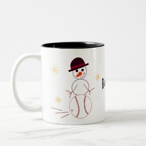 Snowman Baseball Player Two_Tone Coffee Mug