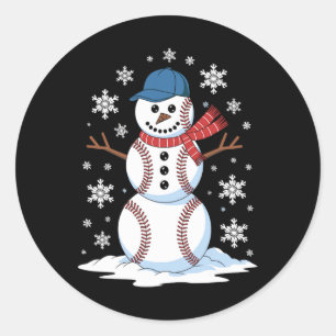 Snowman Baseball Winter Sports Lovers Men Women Ki Classic Round Sticker