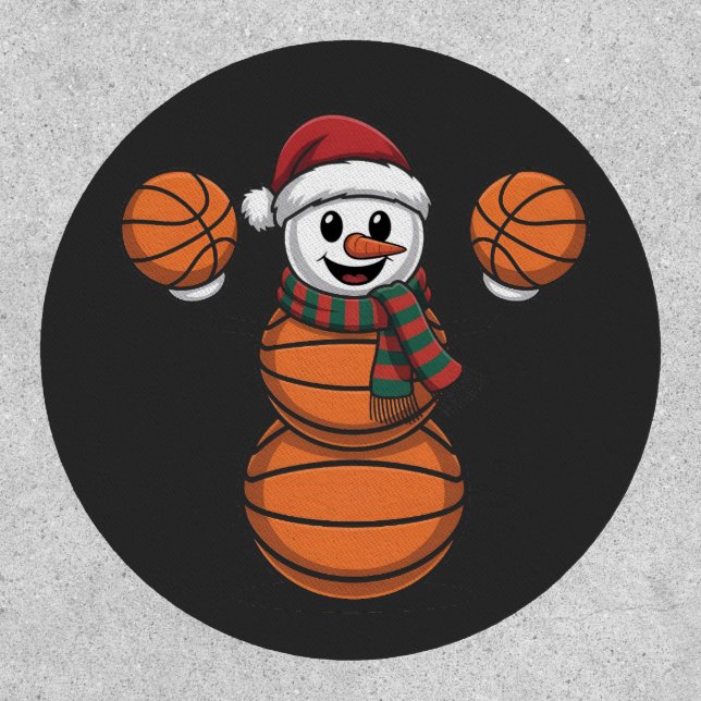 Snowman Basketbal Christmas Santa Baseball Sport Patch (Front)