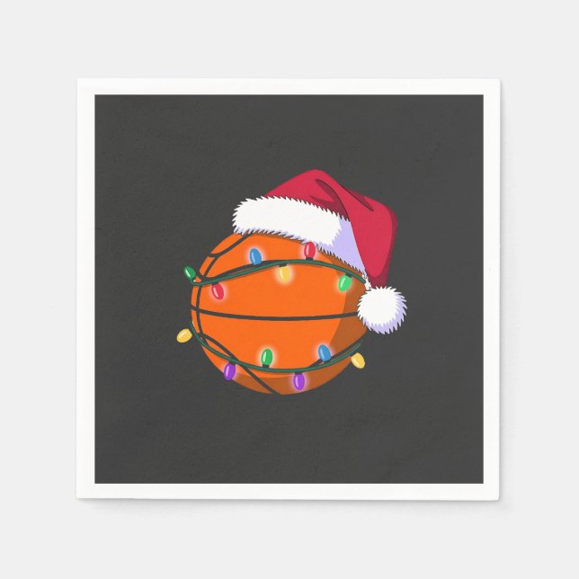 Snowman Basketball Christmas Santa Baseball Sport Napkins (Front)