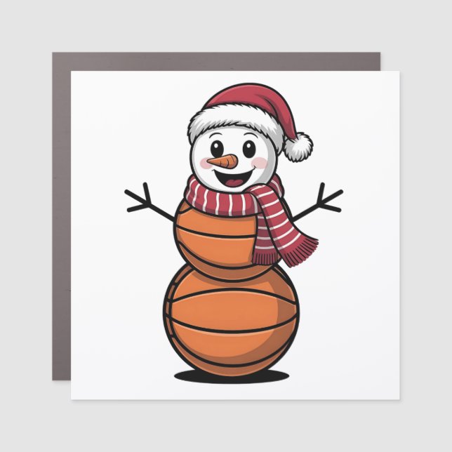 Snowman Basketball Christmas Sport Lovers  Car Magnet (Front)
