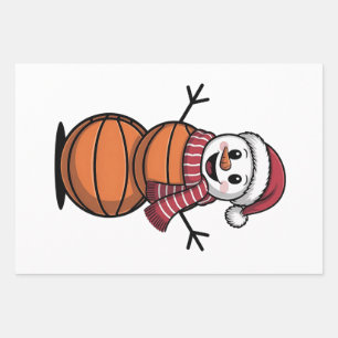 Snowman Basketball Christmas Sport Lovers  Wrapping Paper Sheets