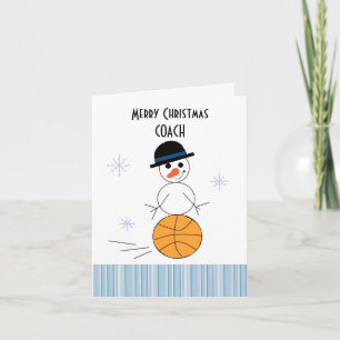 Snowman Basketball Coach Holiday Card