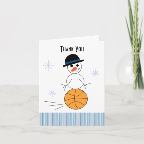 Snowman Basketball Player Thank You Card