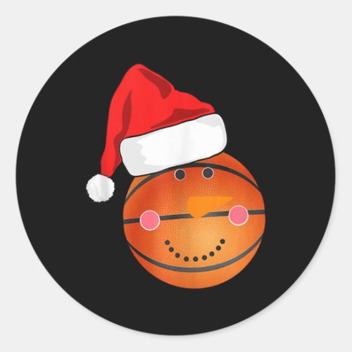 Snowman Basketball Santa Hat Christmas Pajama Matc Classic Round Sticker