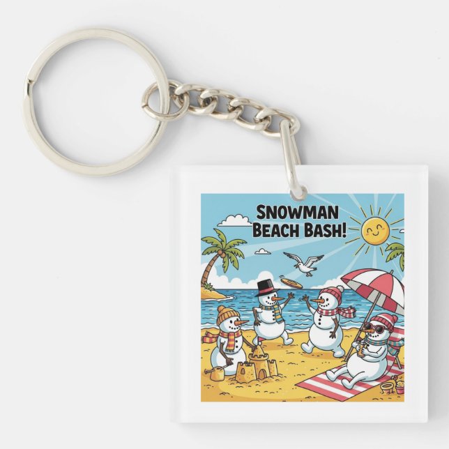 Snowman Beach Bash Keychain (Front)