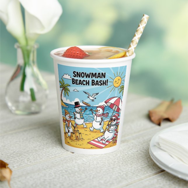 Snowman Beach Bash Paper Cups (Insitu)