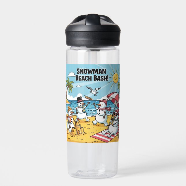 Snowman Beach Bash Water Bottle (Front)