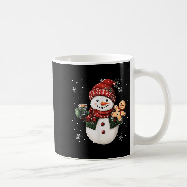 Snowman Beanie Coffee Latte Ginggerbread Merry Chr Coffee Mug (Right)