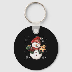 Snowman Beanie Coffee Latte Ginggerbread Merry Chr Keychain