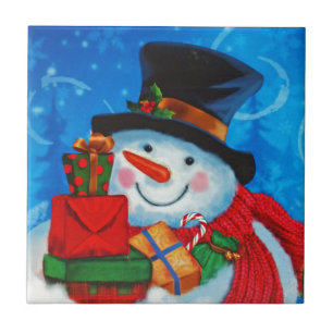 Snowman bearing Gifts Ceramic Tile