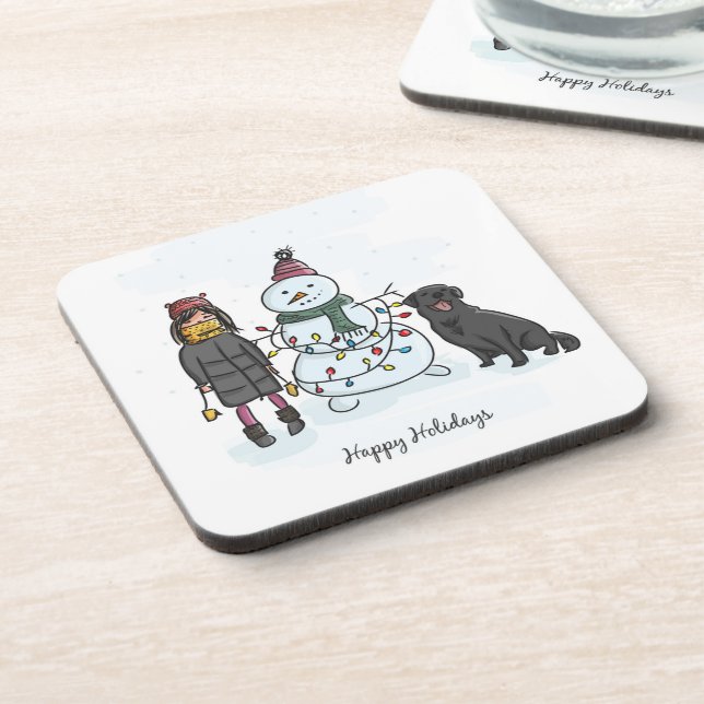 Snowman Beverage Coaster (Left Side)