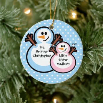 Snowman Big Brother & Lil Sis Christmas Ornament by celebrateitornaments at Zazzle