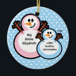 Snowman Big Sister Christmas Ornament<br><div class="desc">Dated Snowman Big Sister with little brother Christmas Ornament A Wonder Christmas gift sure to be treasured for many years to come.</div>
