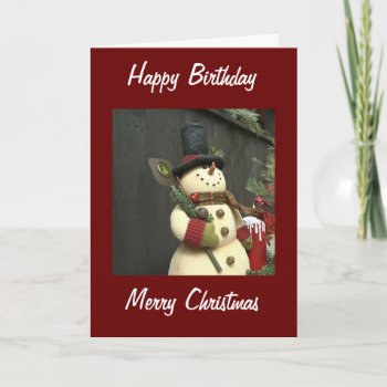 Snowman Birthday At Christmas Greetings Holiday Card by ChristmasShowRoom at Zazzle
