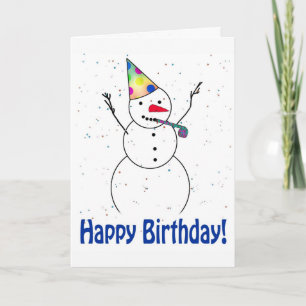 Snowman Birthday Party Holiday Card