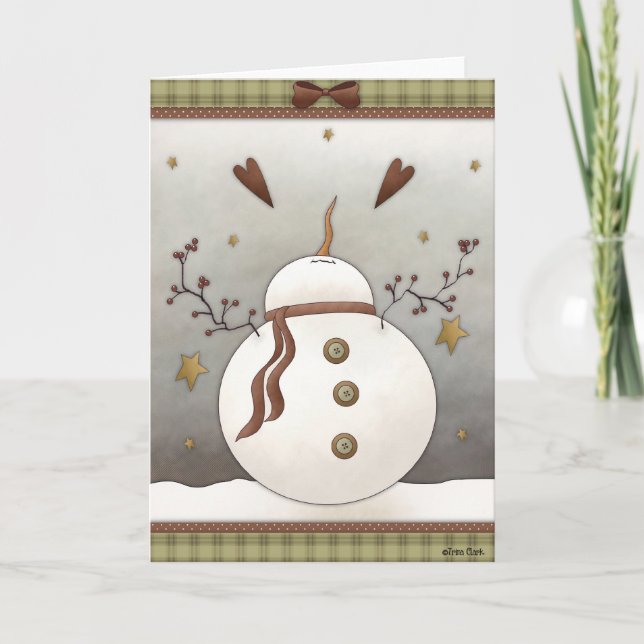 Snowman Blank Winter Holiday Greeting Card 4 (Front)