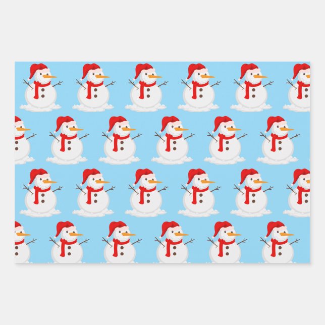 Snowman Blue Sky Wonderland  Wrapping Paper Sheets (Front)