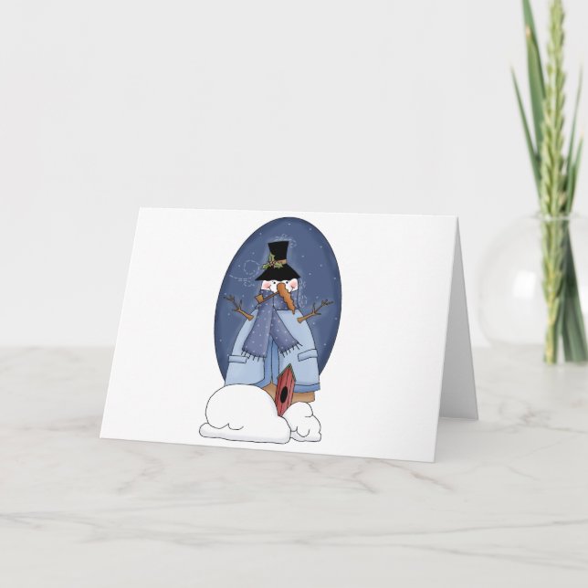Snowman Blue Tshirts and Gifts Holiday Card (Front)