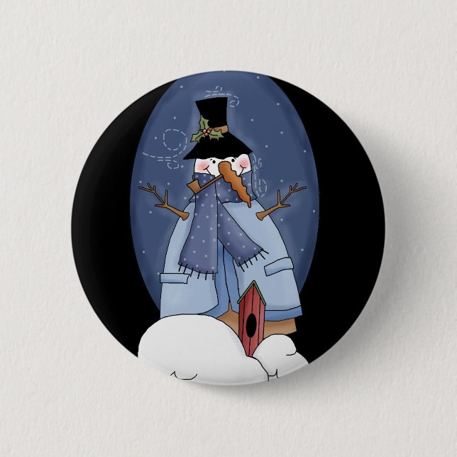 Snowman Blue Tshirts and Gifts Pinback Button (Front)