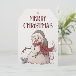 Snowman Bluebird Winter Christmas Holiday Card