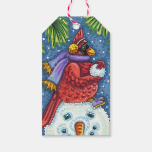 SNOWMAN BODYGUARD, CHRISTMAS CARDINAL REDBIRD GIFT TAGS