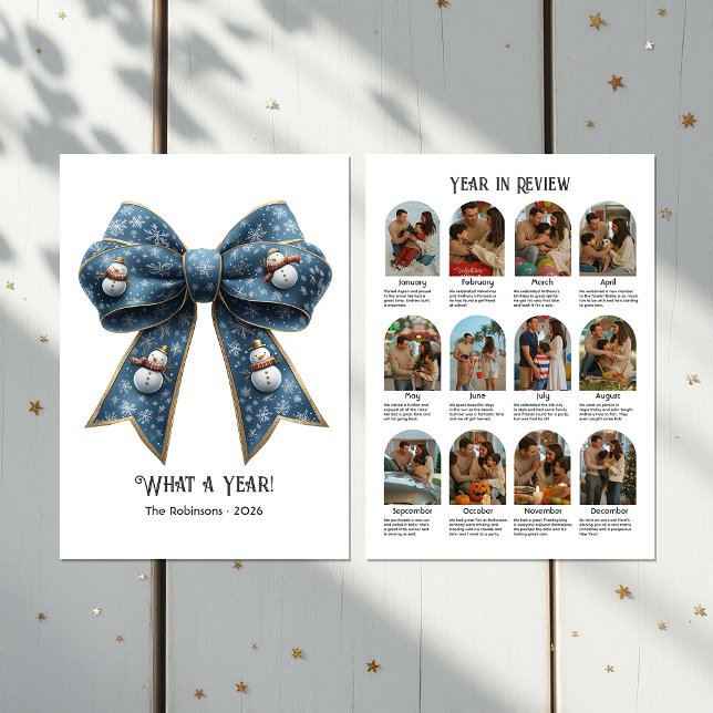 Snowman Bow Year in Review Flat Holiday Photo (Snowman Bow Year in Review Flat Holiday Photo)