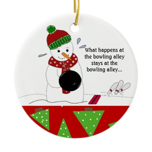 Snowman Bowler Ceramic Ornament