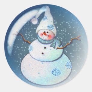 SNOWMAN BUBBLE 4 by SHARON SHARPE Classic Round Sticker