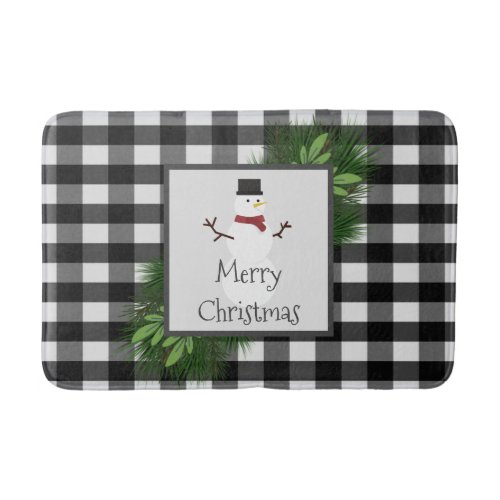 Snowman Buffalo Plaid Bath Mat